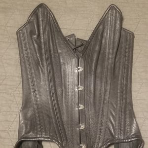 Black leather corset